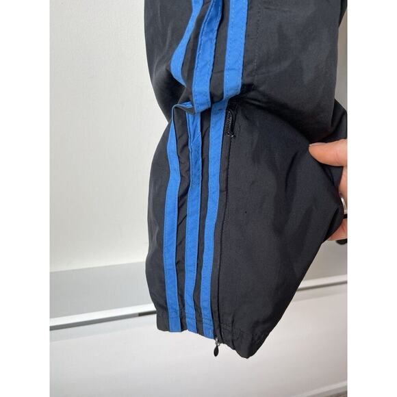 Vintage Adidas Windbreaker Pants Mens L Black Blue Stripes Zip-Ankle Track Y2K‌ - Picture 3 of 11